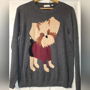 525 America Maltese Sweater Top Gray Size Large Cotton Cashmere Blend